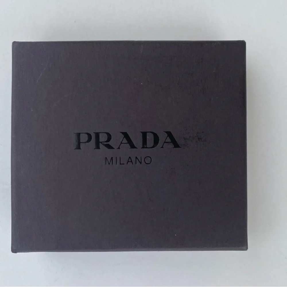 Prada Enameled Metal Key Ring in Red/Gold Triangle Unisex Key Holder